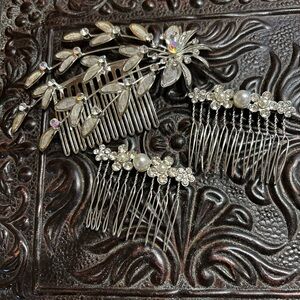 Bridal Silver Hair Comb Set